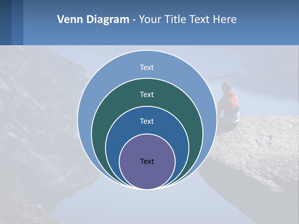 A Person Sitting On Top Of A Cliff Overlooking A Lake PowerPoint Template