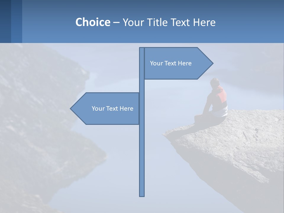 A Person Sitting On Top Of A Cliff Overlooking A Lake PowerPoint Template