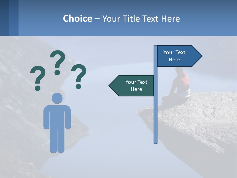 A Person Sitting On Top Of A Cliff Overlooking A Lake PowerPoint Template