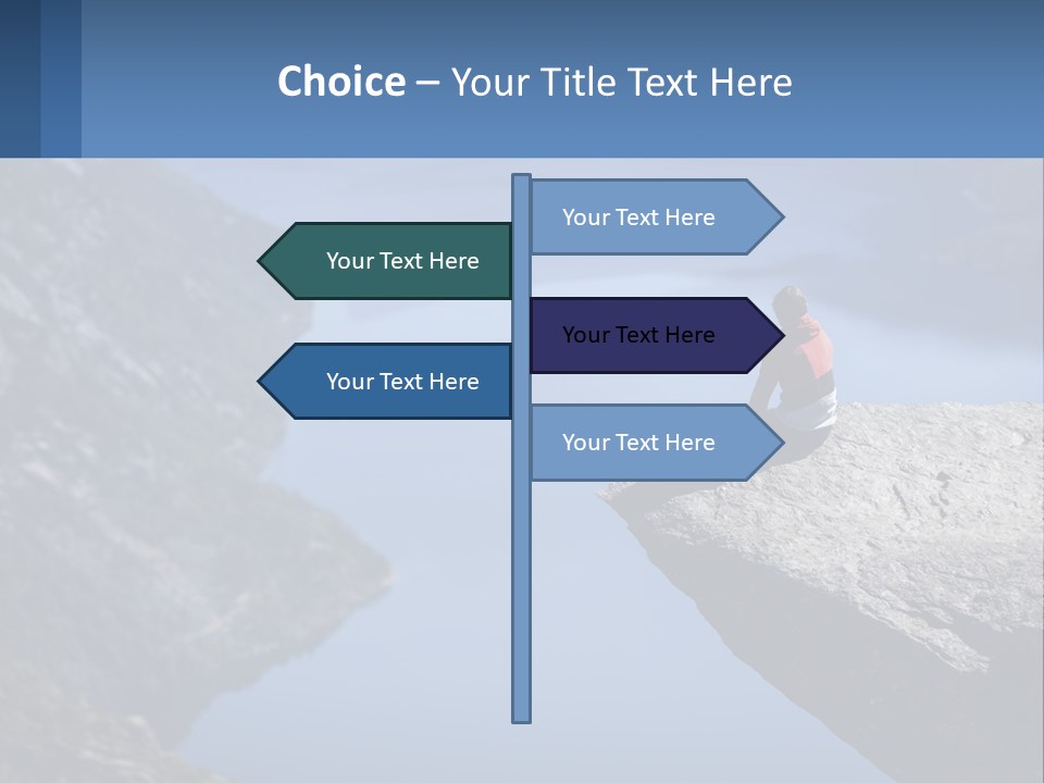 A Person Sitting On Top Of A Cliff Overlooking A Lake PowerPoint Template