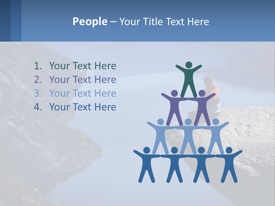 A Person Sitting On Top Of A Cliff Overlooking A Lake PowerPoint Template