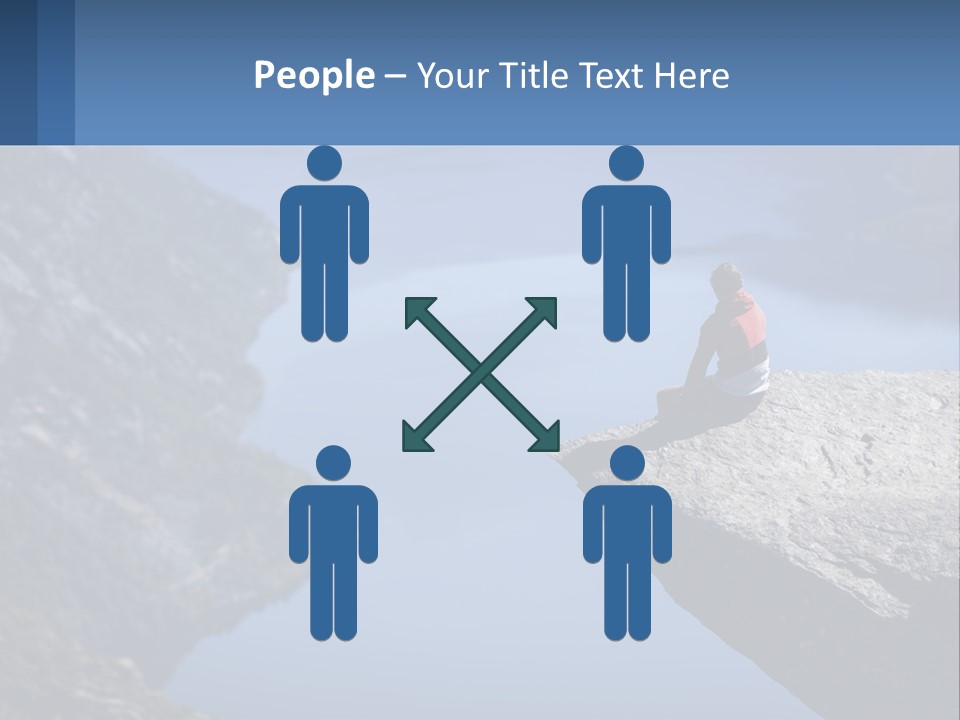 A Person Sitting On Top Of A Cliff Overlooking A Lake PowerPoint Template