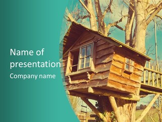 A Tree House In The Middle Of A Forest PowerPoint Template