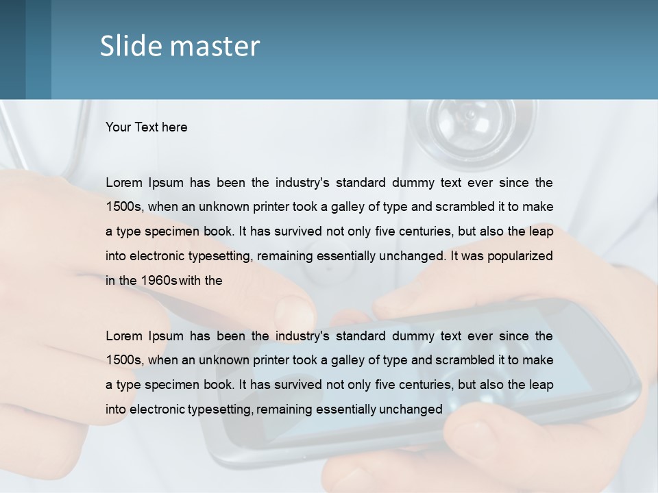 A Doctor Holding A Cell Phone In His Hands PowerPoint Template