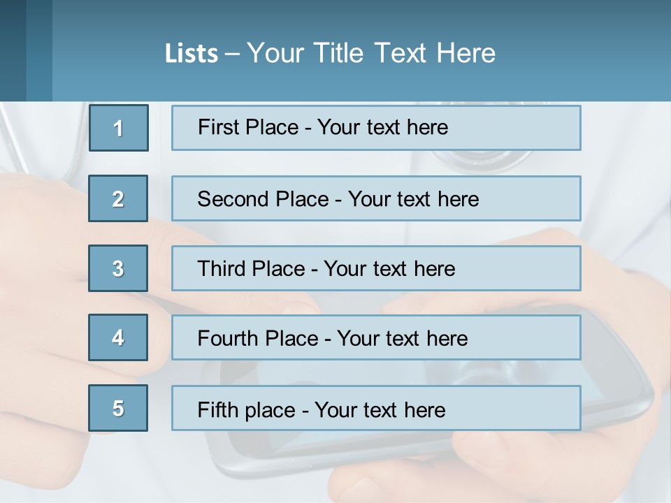 A Doctor Holding A Cell Phone In His Hands PowerPoint Template