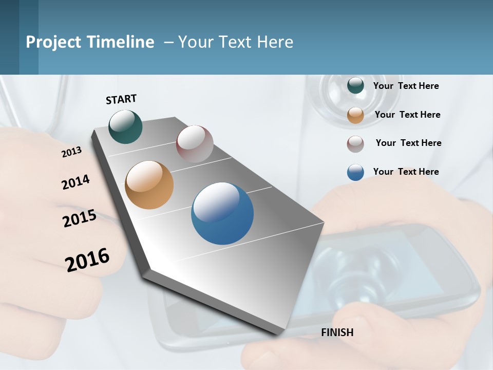A Doctor Holding A Cell Phone In His Hands PowerPoint Template