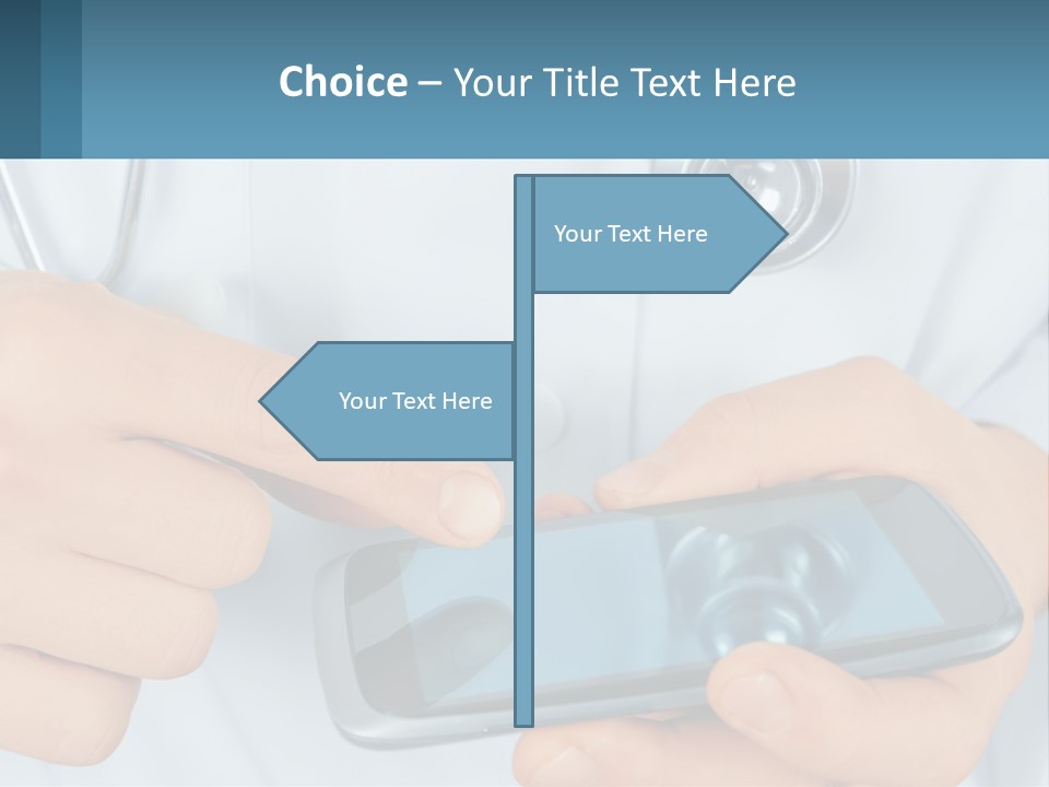 A Doctor Holding A Cell Phone In His Hands PowerPoint Template