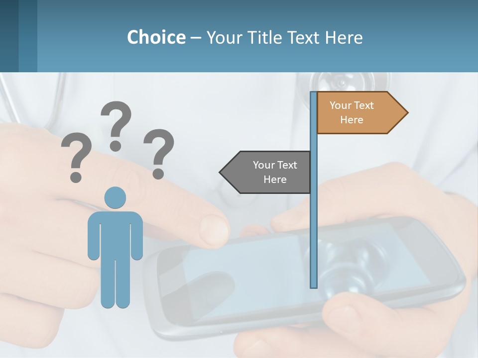 A Doctor Holding A Cell Phone In His Hands PowerPoint Template