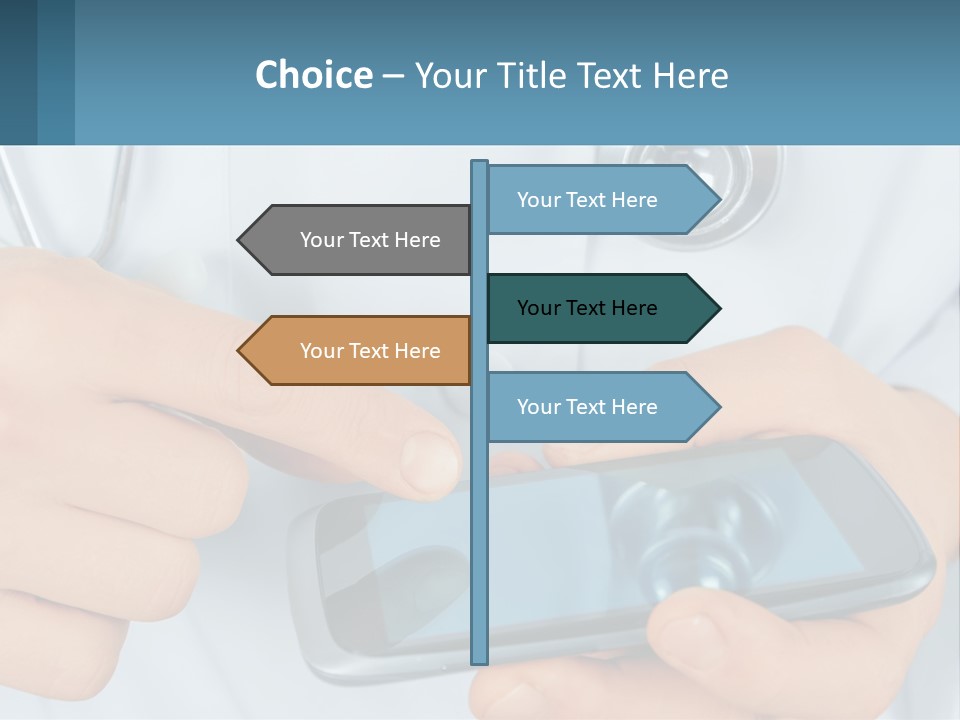 A Doctor Holding A Cell Phone In His Hands PowerPoint Template