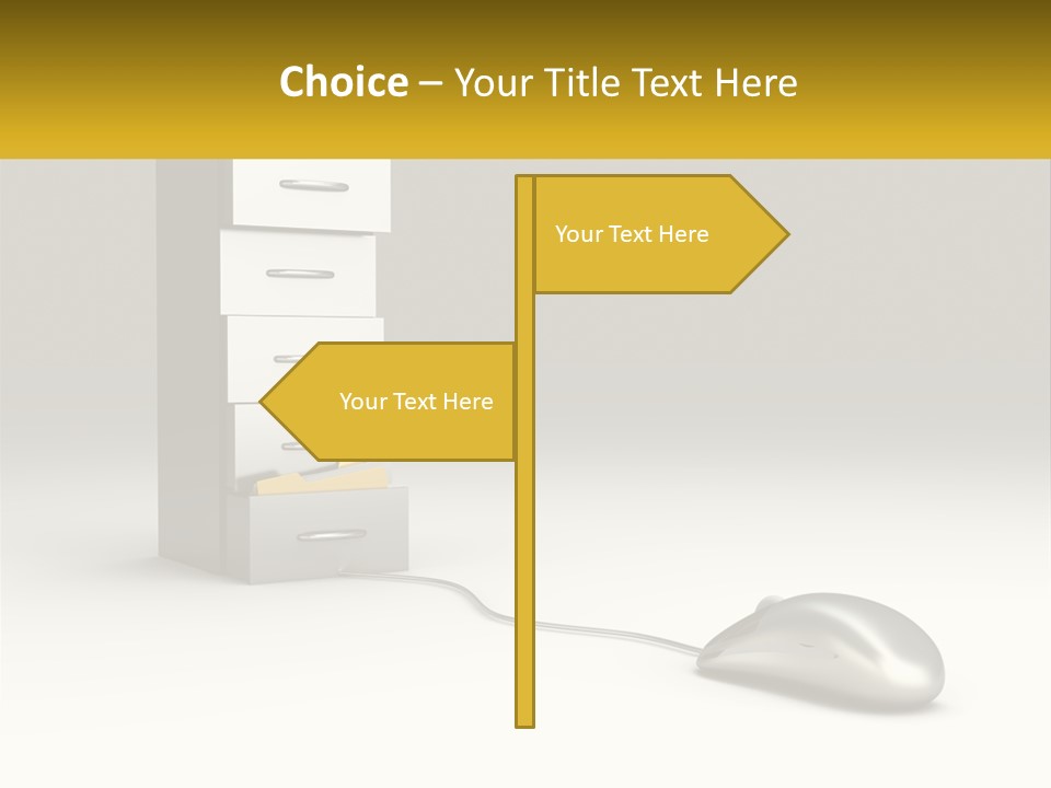 A Computer Mouse Sitting In Front Of A Filing Cabinet PowerPoint Template