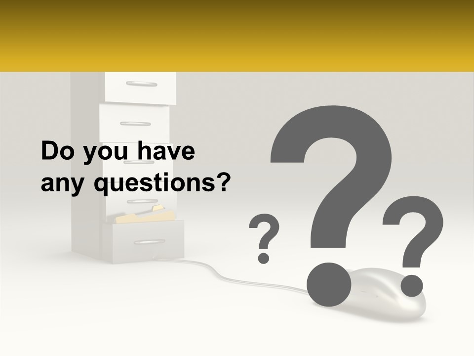 A Computer Mouse Sitting In Front Of A Filing Cabinet PowerPoint Template