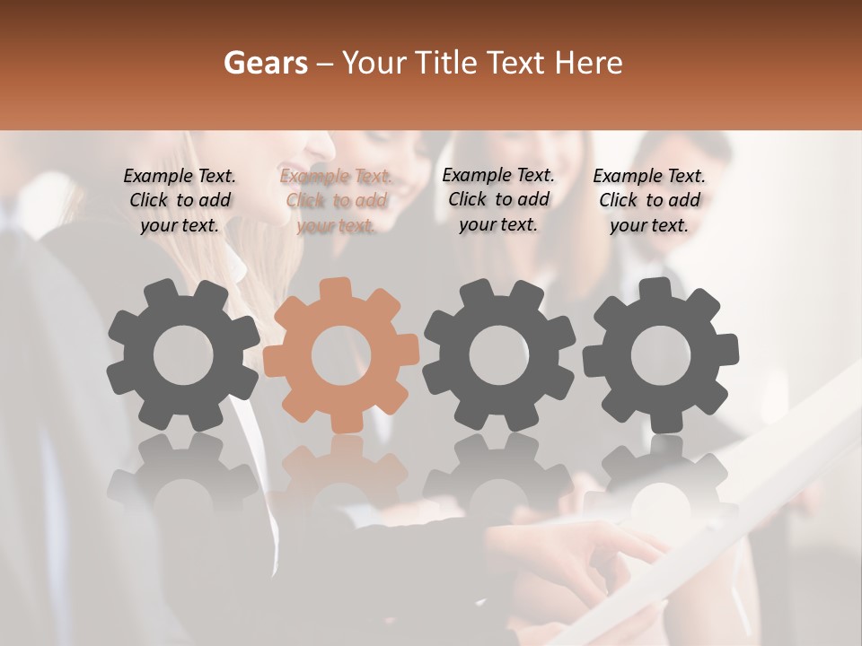A Group Of Business People Sitting At A Table PowerPoint Template