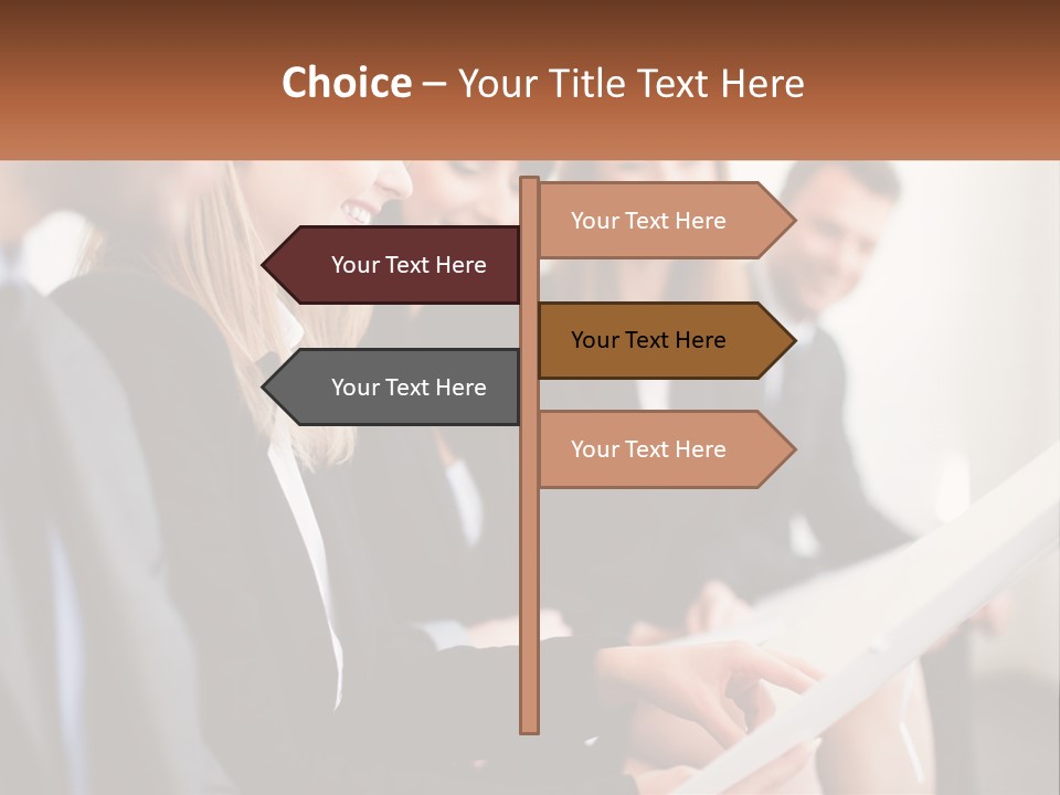 A Group Of Business People Sitting At A Table PowerPoint Template