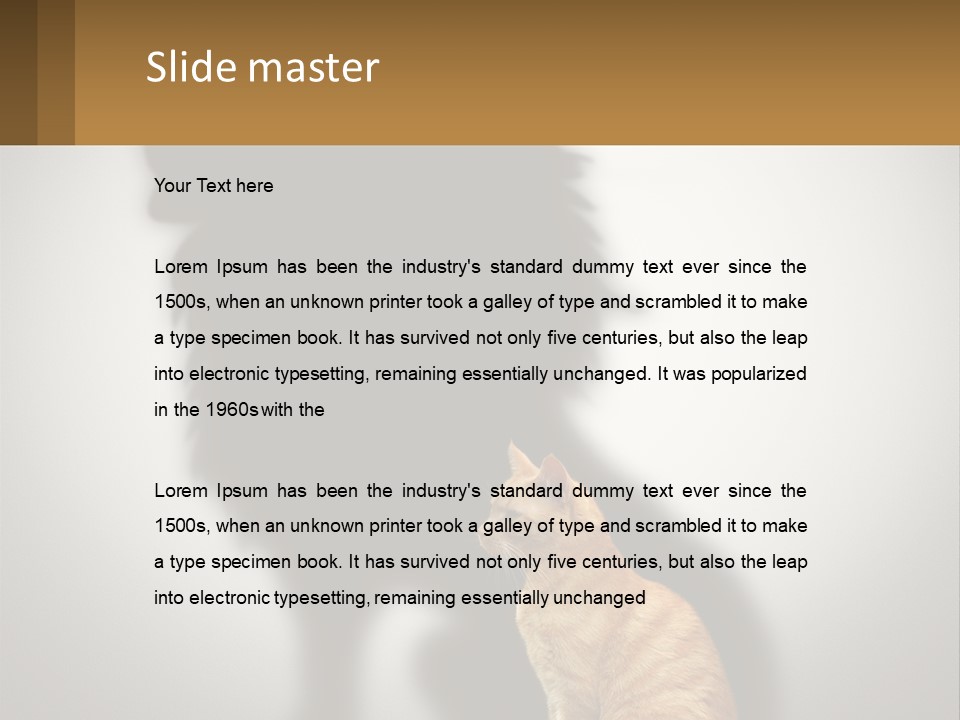 A Cat Sitting In Front Of A Shadow Of A Lion PowerPoint Template