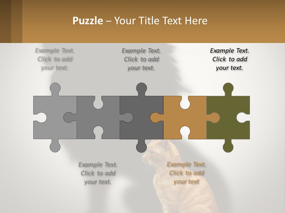 A Cat Sitting In Front Of A Shadow Of A Lion PowerPoint Template