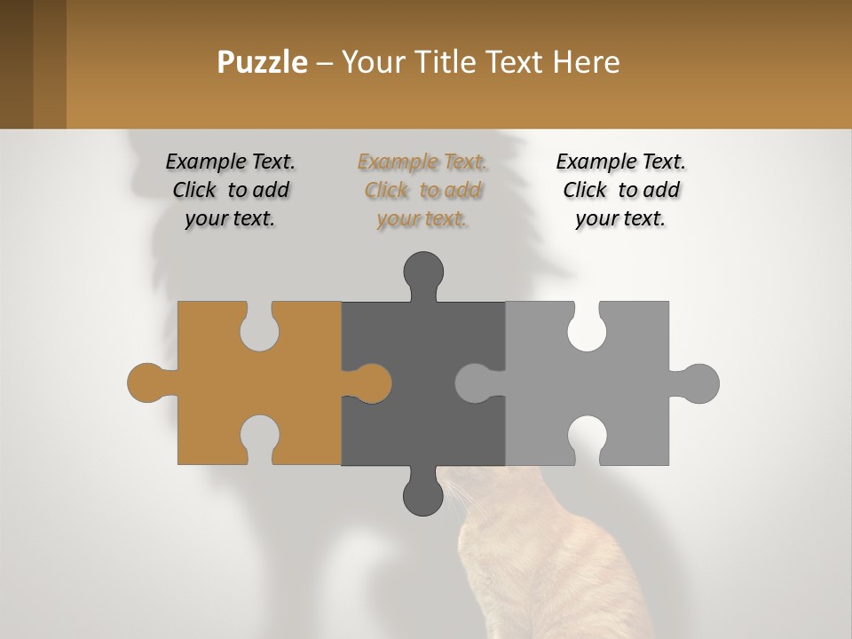 A Cat Sitting In Front Of A Shadow Of A Lion PowerPoint Template