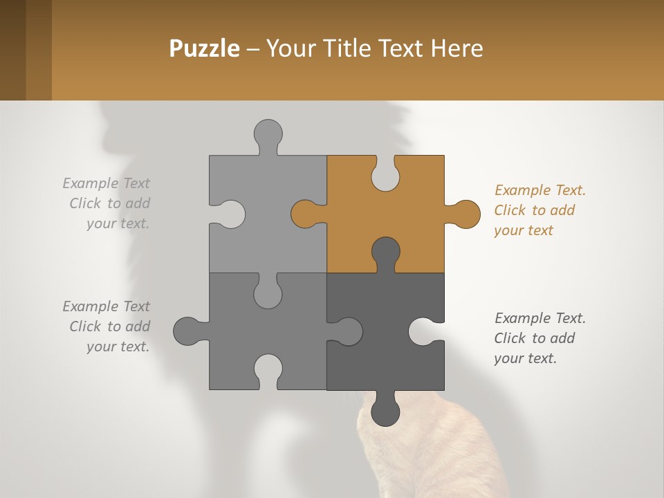A Cat Sitting In Front Of A Shadow Of A Lion PowerPoint Template