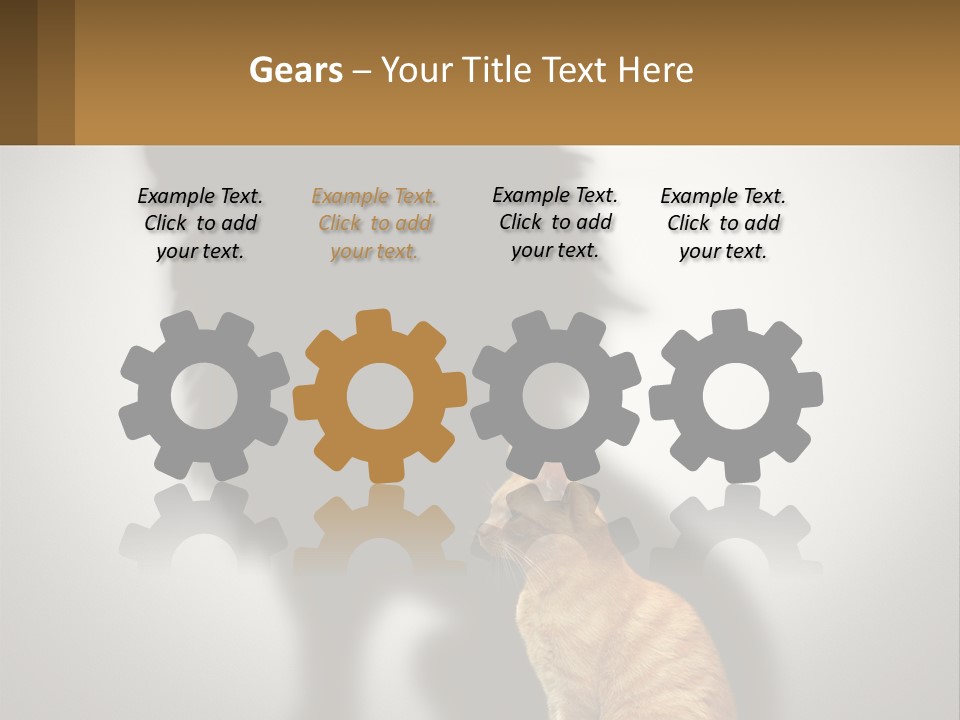 A Cat Sitting In Front Of A Shadow Of A Lion PowerPoint Template