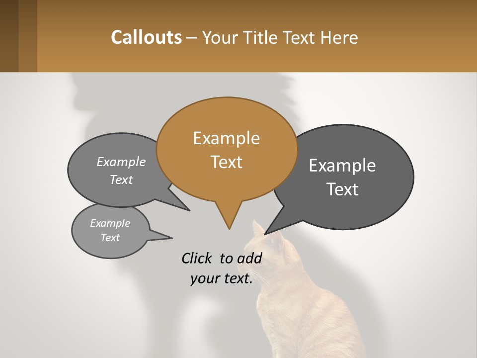 A Cat Sitting In Front Of A Shadow Of A Lion PowerPoint Template