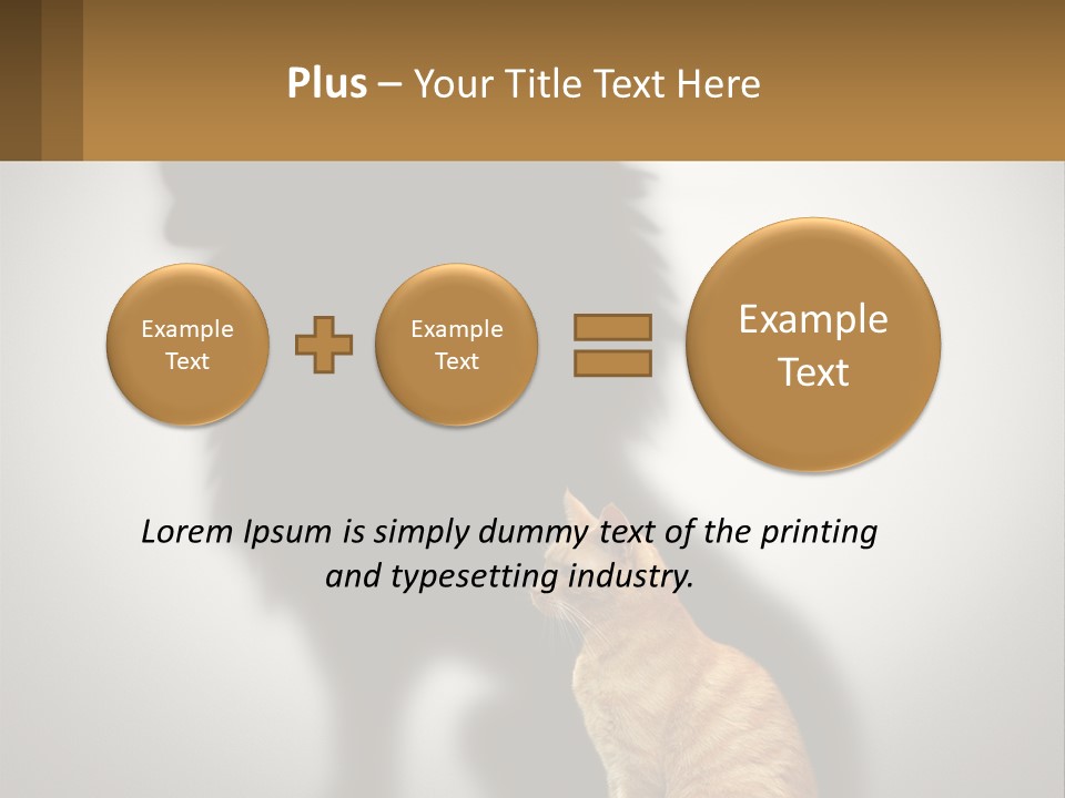 A Cat Sitting In Front Of A Shadow Of A Lion PowerPoint Template