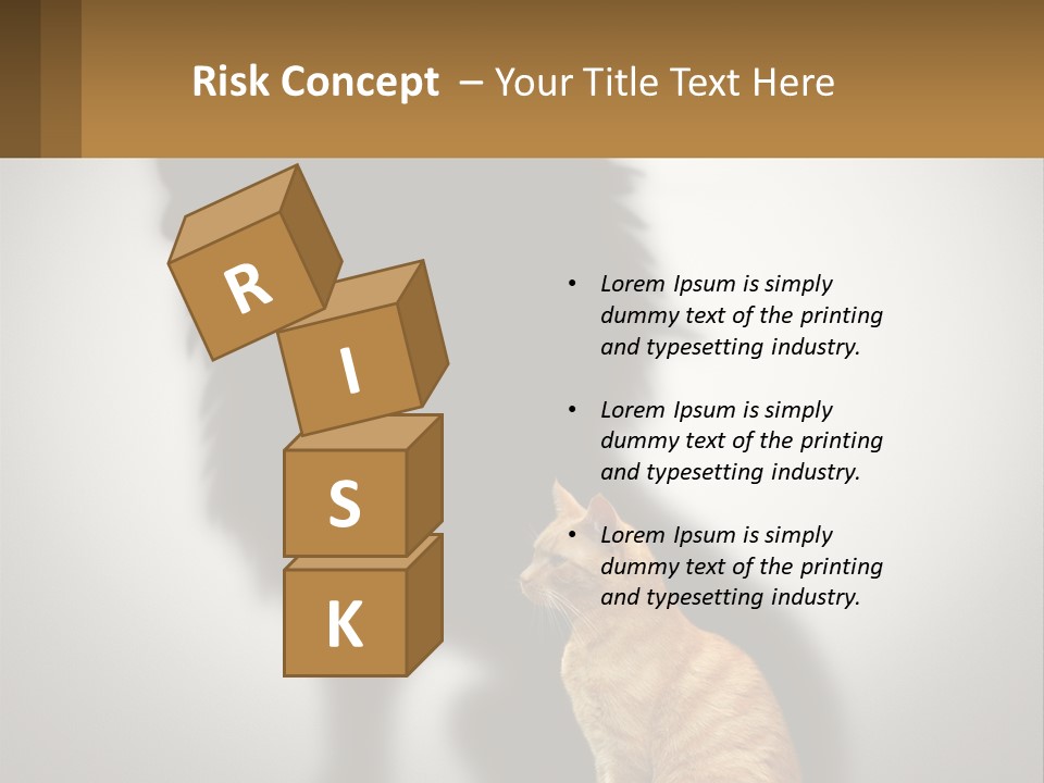 A Cat Sitting In Front Of A Shadow Of A Lion PowerPoint Template
