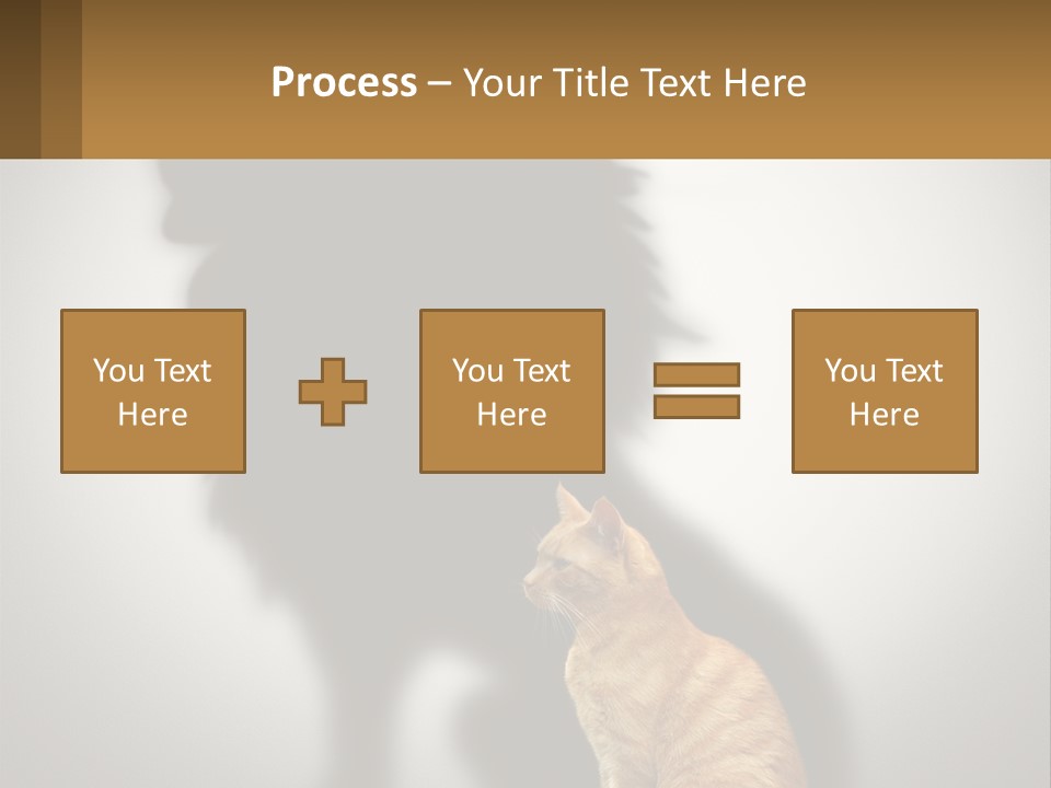 A Cat Sitting In Front Of A Shadow Of A Lion PowerPoint Template