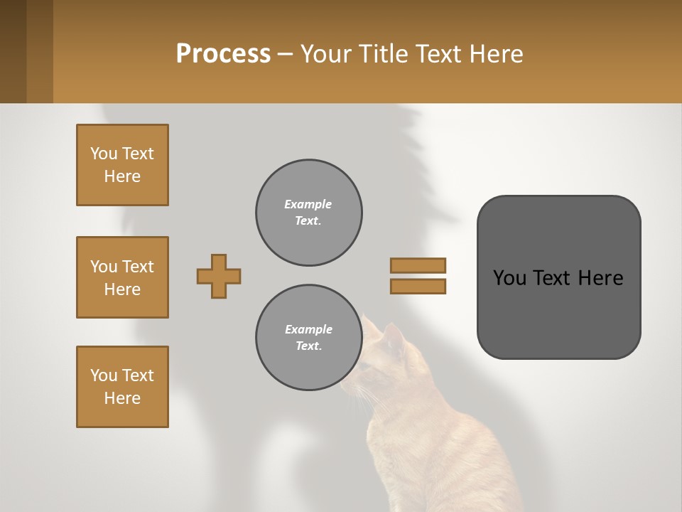 A Cat Sitting In Front Of A Shadow Of A Lion PowerPoint Template