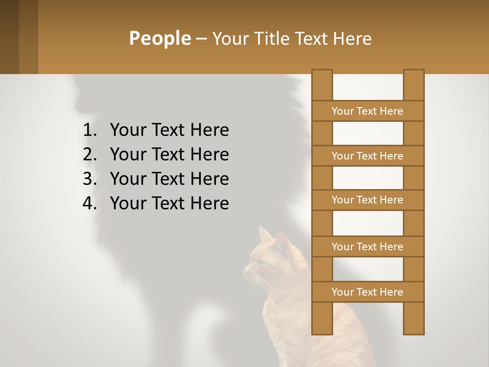 A Cat Sitting In Front Of A Shadow Of A Lion PowerPoint Template