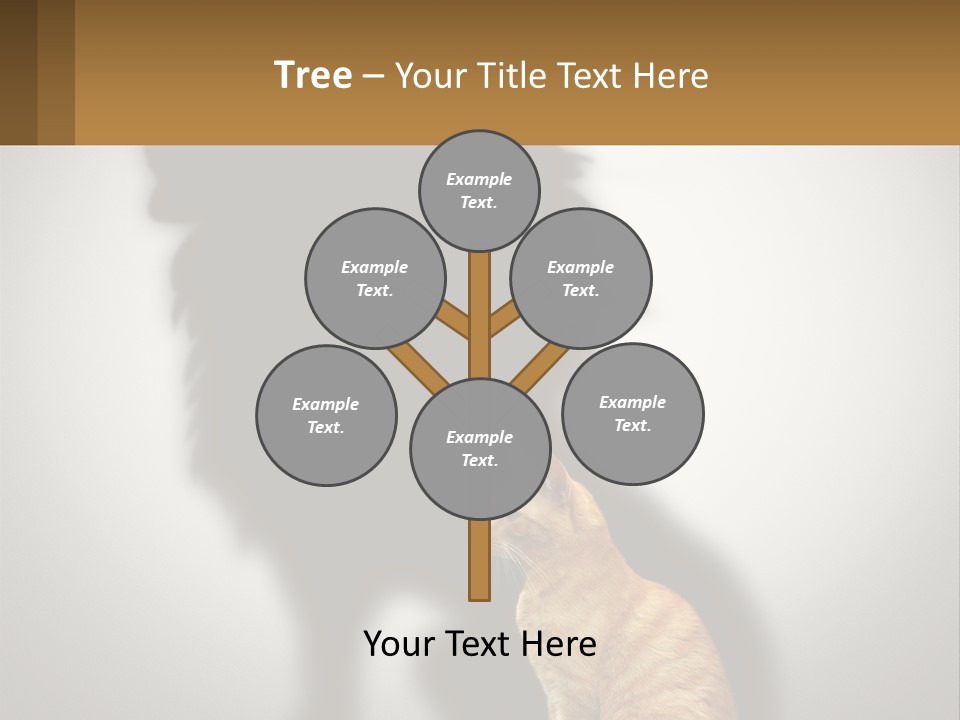 A Cat Sitting In Front Of A Shadow Of A Lion PowerPoint Template
