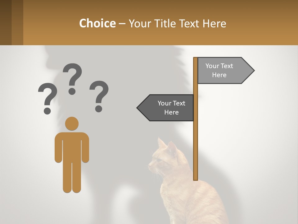 A Cat Sitting In Front Of A Shadow Of A Lion PowerPoint Template