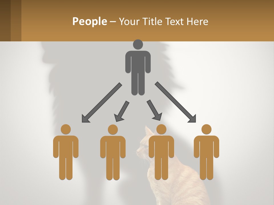 A Cat Sitting In Front Of A Shadow Of A Lion PowerPoint Template