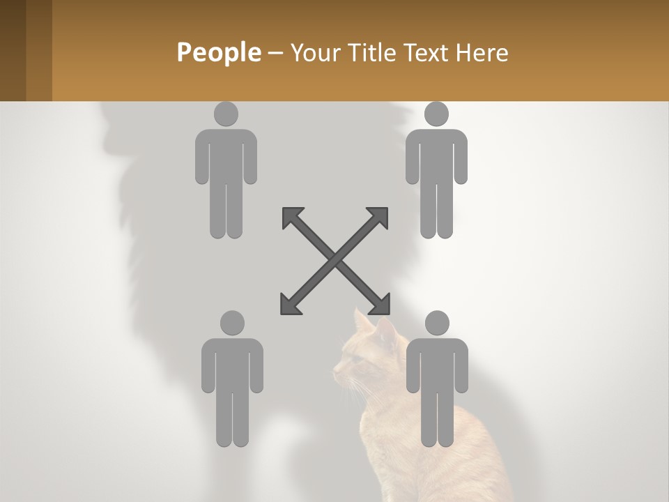 A Cat Sitting In Front Of A Shadow Of A Lion PowerPoint Template
