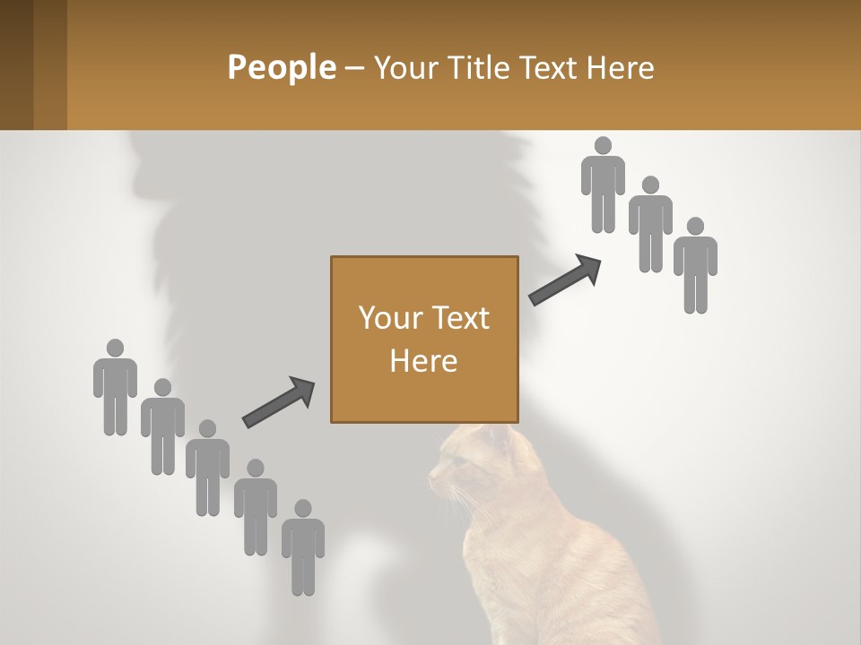 A Cat Sitting In Front Of A Shadow Of A Lion PowerPoint Template