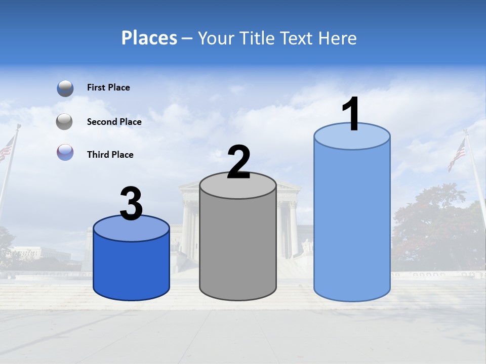 A Large Building With Columns And Flags In Front Of It PowerPoint Template