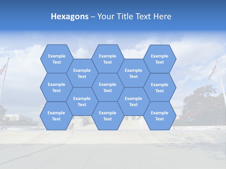 A Large Building With Columns And Flags In Front Of It PowerPoint Template
