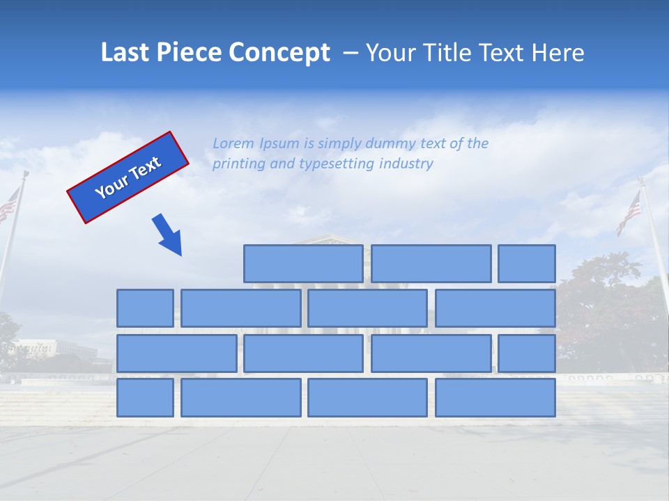 A Large Building With Columns And Flags In Front Of It PowerPoint Template