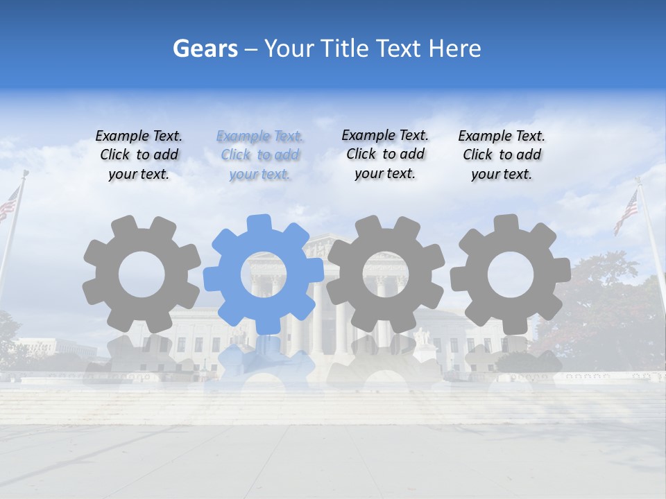 A Large Building With Columns And Flags In Front Of It PowerPoint Template