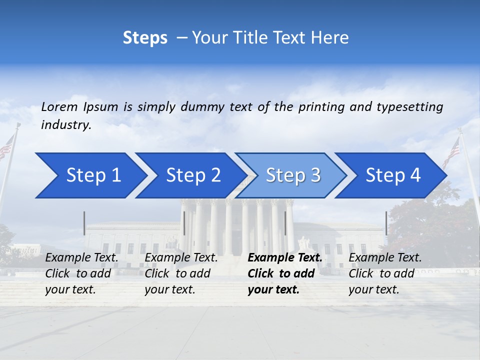 A Large Building With Columns And Flags In Front Of It PowerPoint Template
