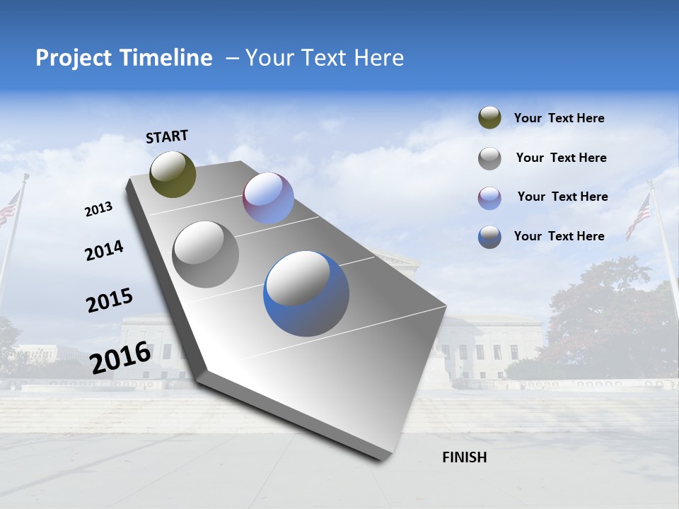 A Large Building With Columns And Flags In Front Of It PowerPoint Template