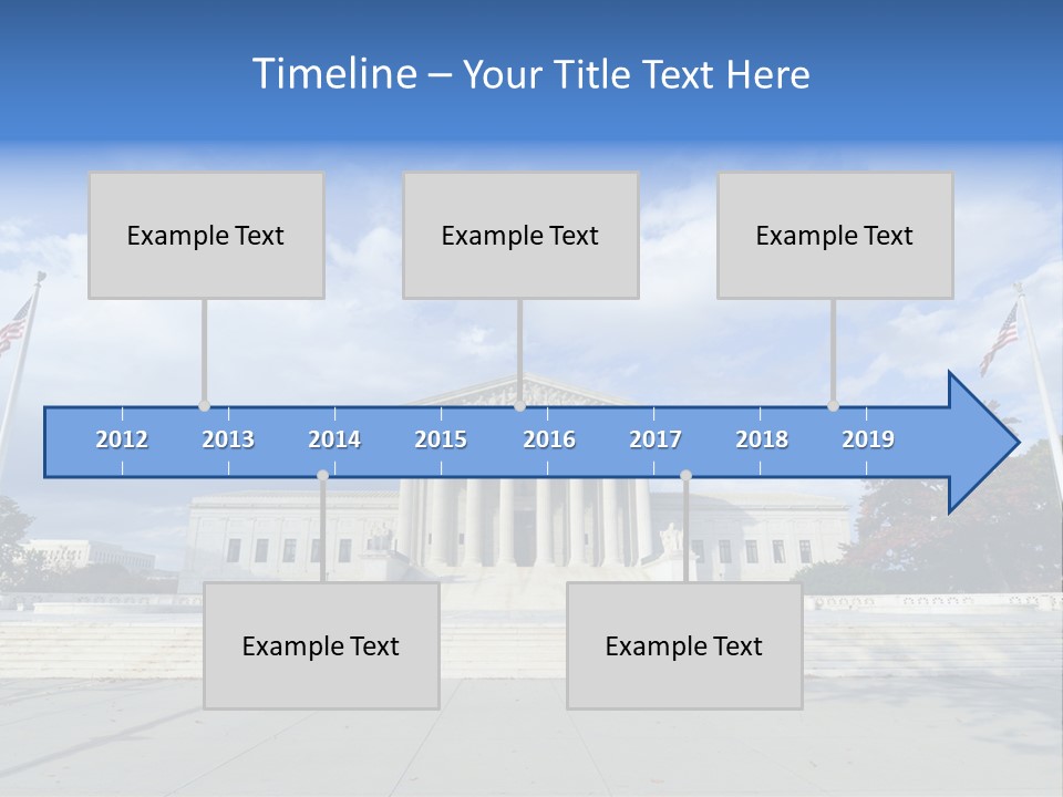 A Large Building With Columns And Flags In Front Of It PowerPoint Template