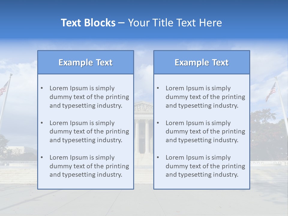 A Large Building With Columns And Flags In Front Of It PowerPoint Template