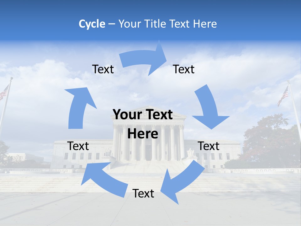 A Large Building With Columns And Flags In Front Of It PowerPoint Template