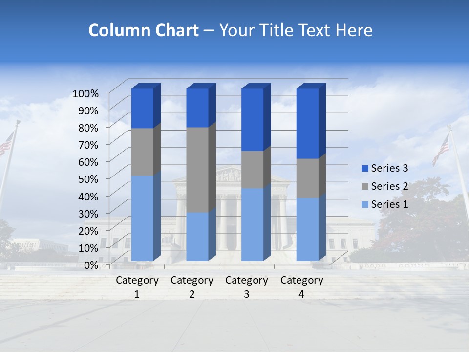 A Large Building With Columns And Flags In Front Of It PowerPoint Template