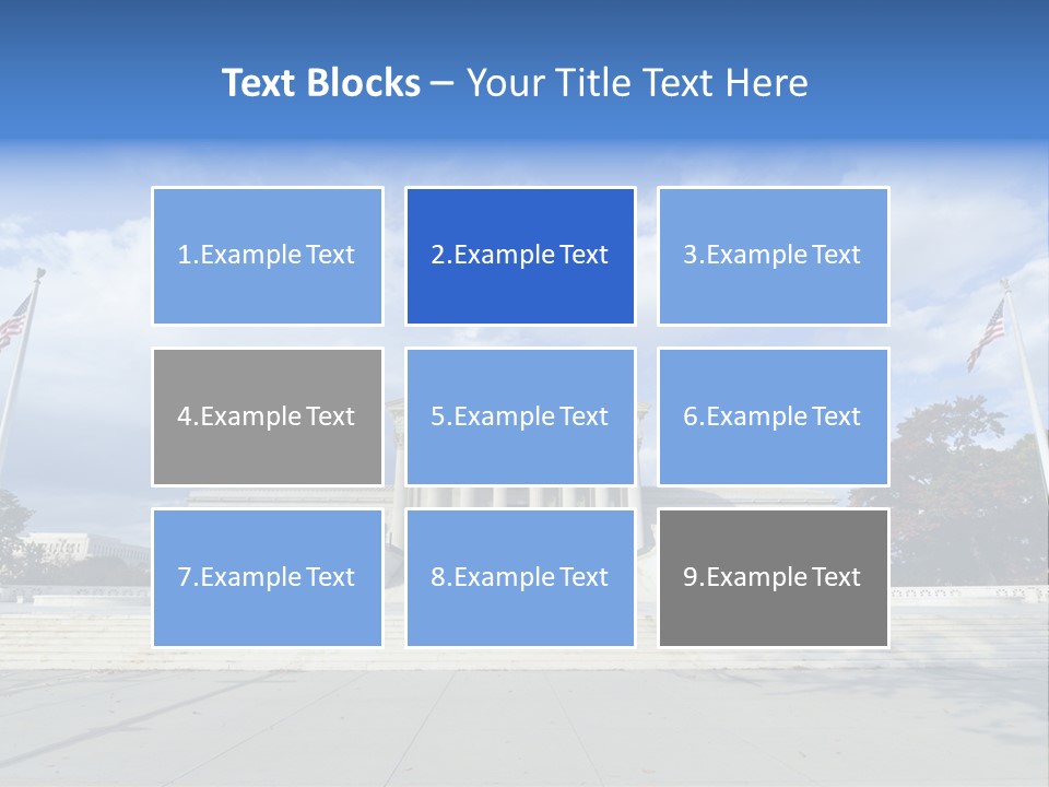 A Large Building With Columns And Flags In Front Of It PowerPoint Template