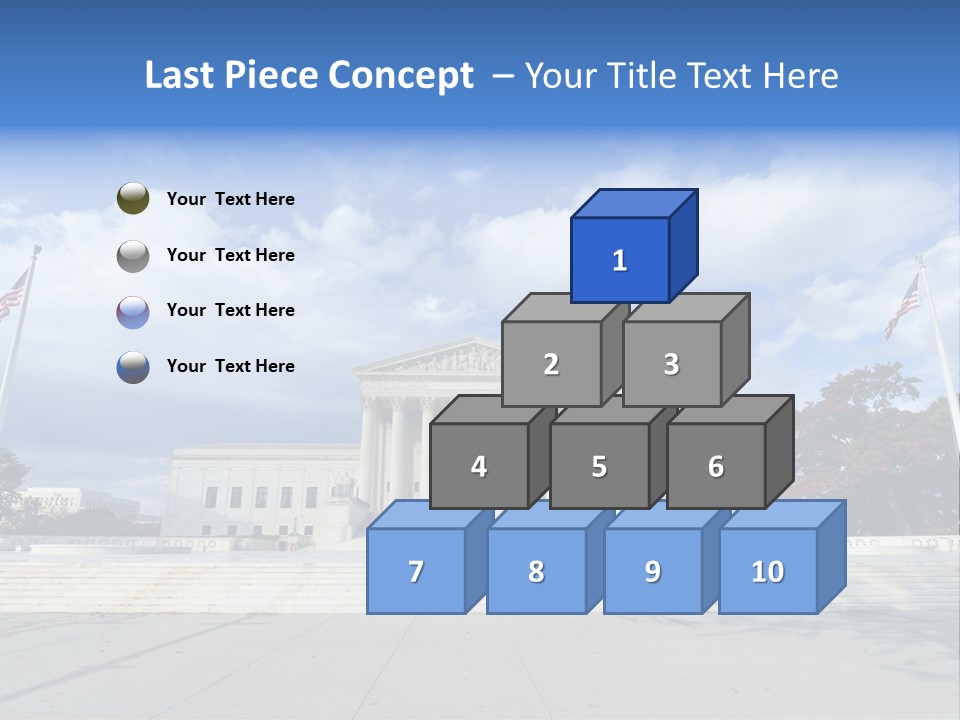 A Large Building With Columns And Flags In Front Of It PowerPoint Template