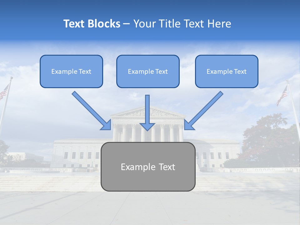 A Large Building With Columns And Flags In Front Of It PowerPoint Template