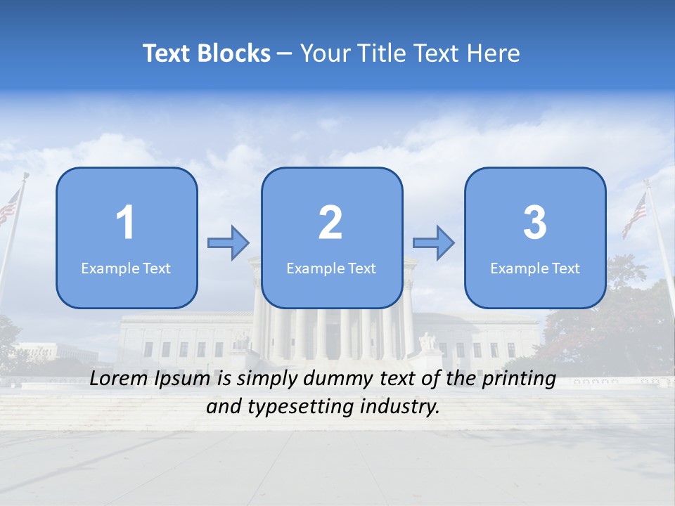 A Large Building With Columns And Flags In Front Of It PowerPoint Template