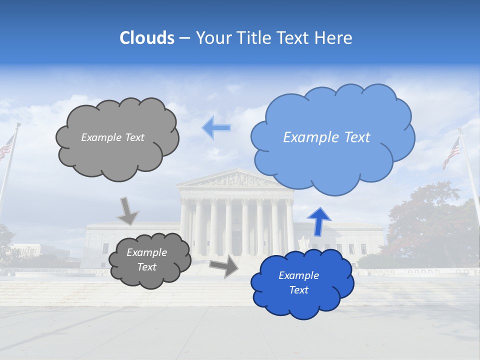 A Large Building With Columns And Flags In Front Of It PowerPoint Template