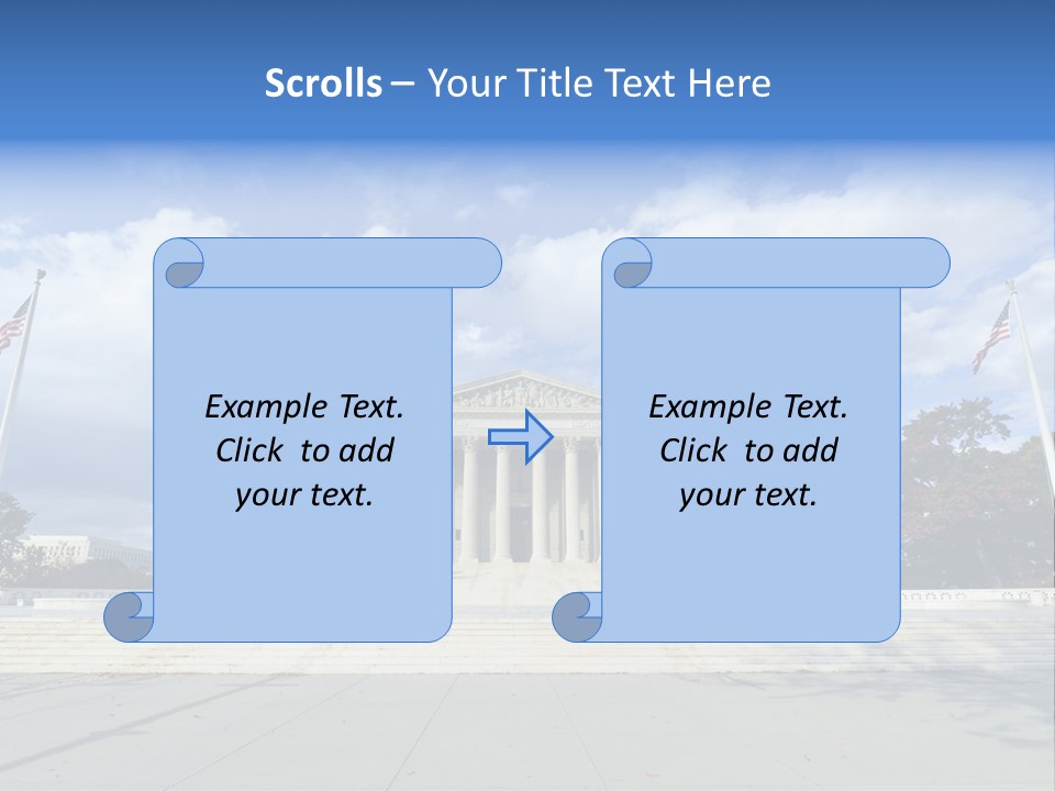 A Large Building With Columns And Flags In Front Of It PowerPoint Template