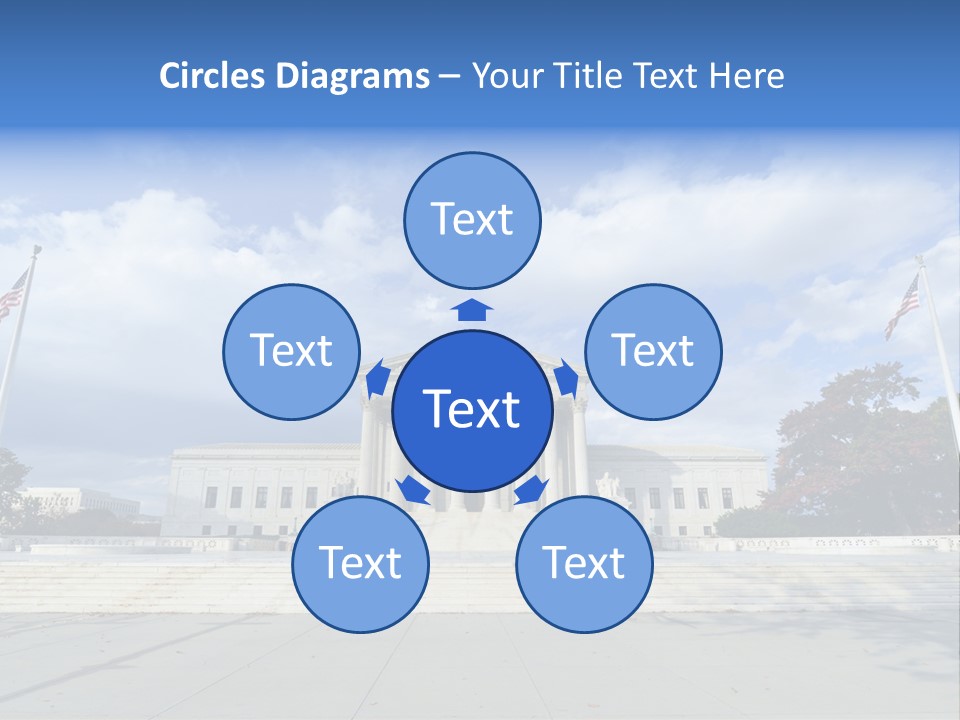 A Large Building With Columns And Flags In Front Of It PowerPoint Template